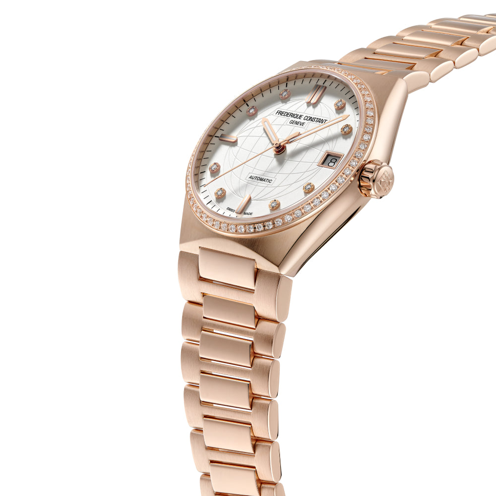 ساعة فريدريك كونستانت النسائية بحركة كوارتز ولون مينا فضي - FC-0194