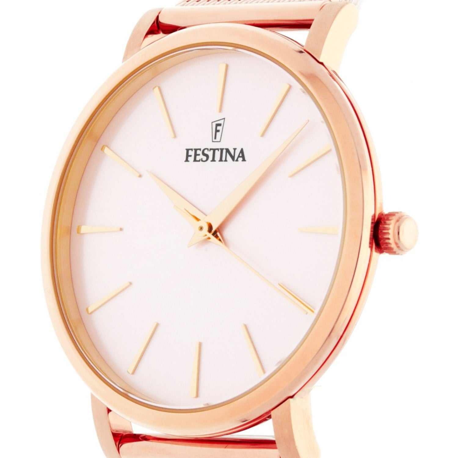 ساعة فيستينا النسائية بحركة كوارتز ولون مينا وردي - f20477/1