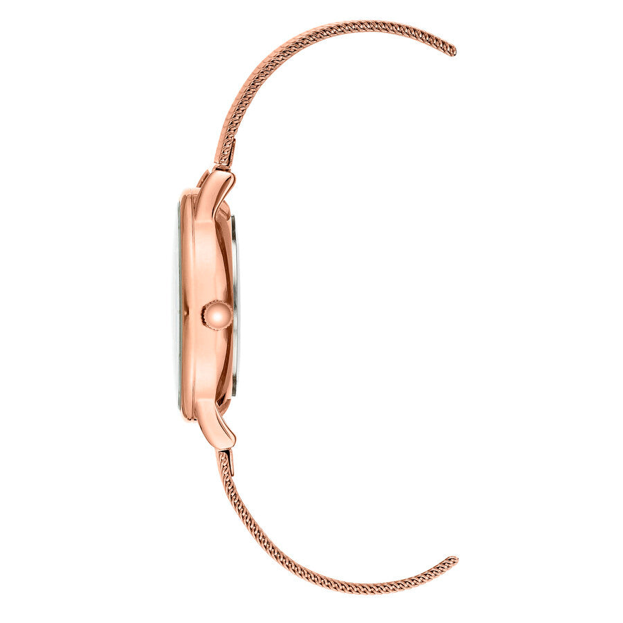 ساعة آن كلاين النسائية بحركة كوارتز ولون مينا أزرق - AK-0191(SOLAR)