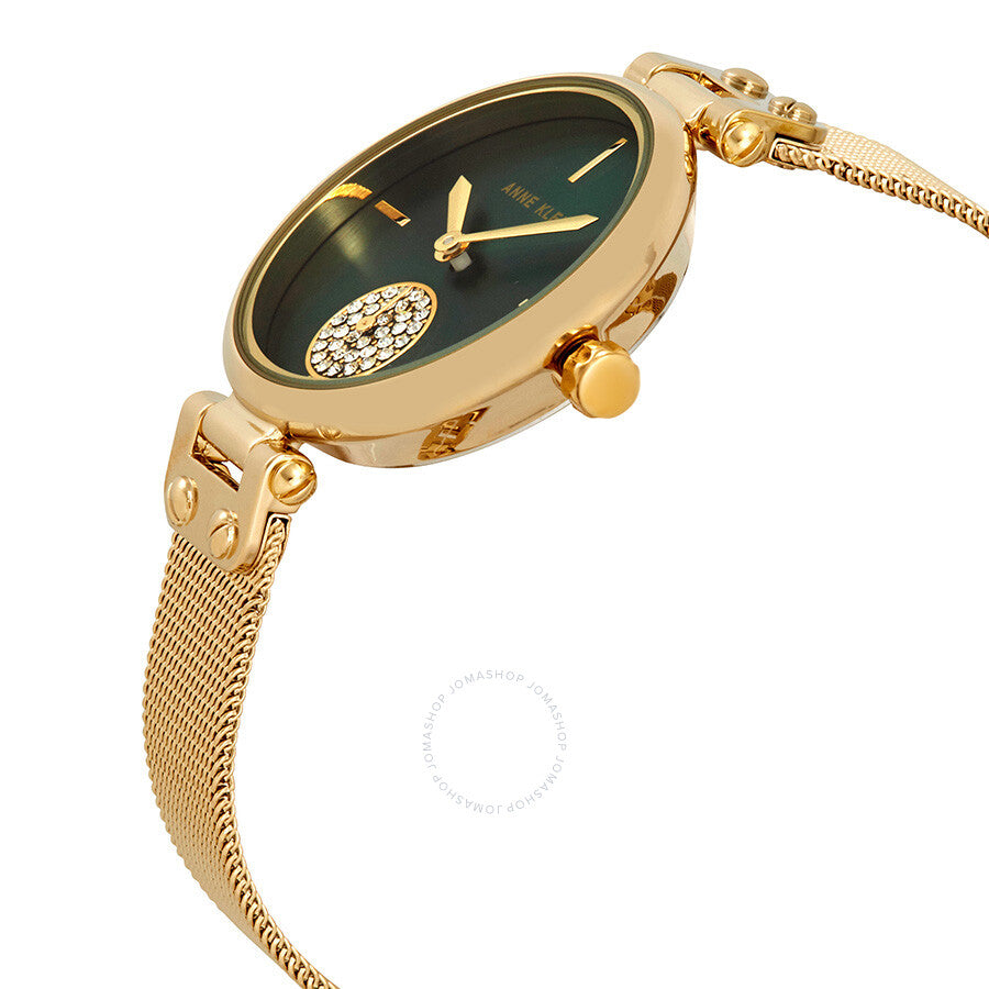 ساعة آن كلاين النسائية بحركة كوارتز ولون مينا أخضر - AK-0026