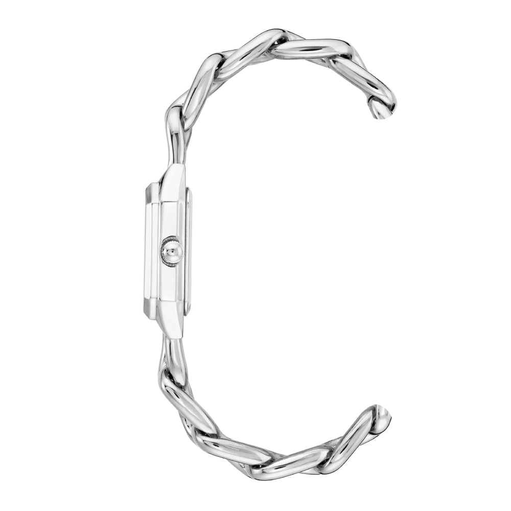 ساعة آن كلاين النسائية بحركة كوارتز ولون مينا فضي - AK-0279