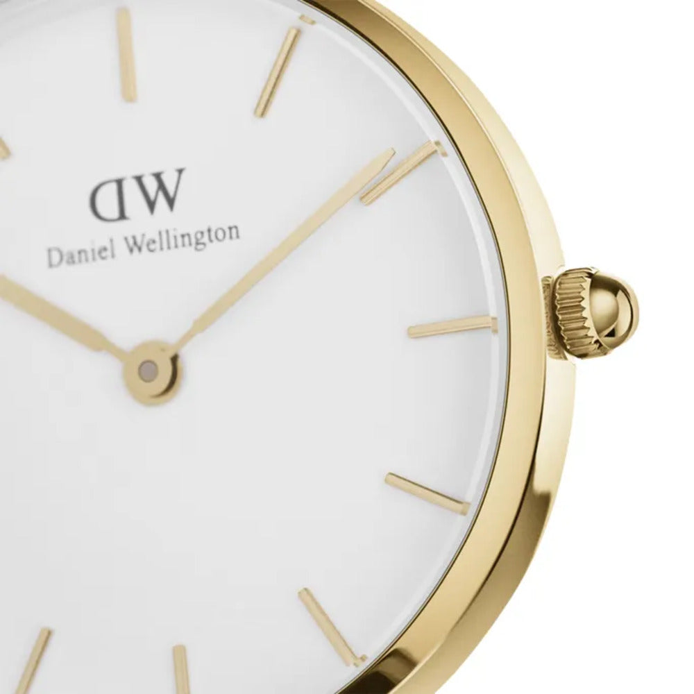 ساعة دانيال ولينغتون النسائية بحركة كوارتز ولون مينا أبيض - DW-1307