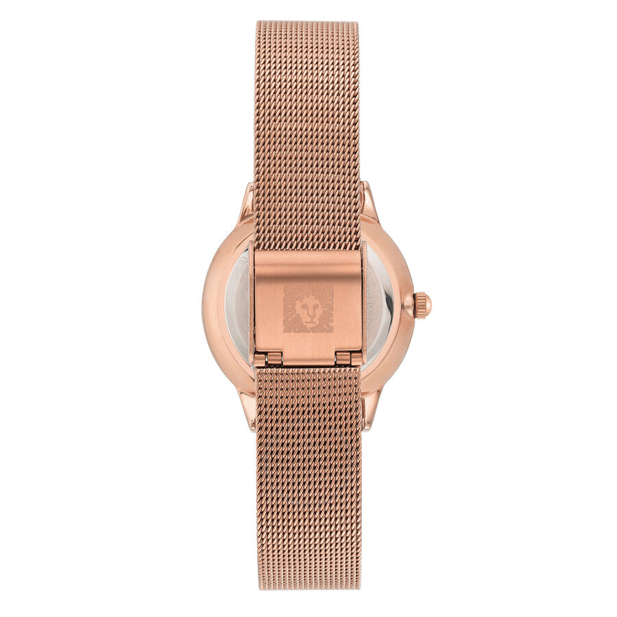 ساعة آن كلاين النسائية بحركة كوارتز ولون مينا أزرق - AK-0191(SOLAR)