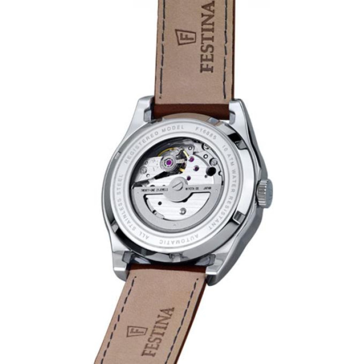 ساعة فيستينا الرجالية بحركة أوتوماتيكية ولون مينا فضي ورمادي - F16885/2