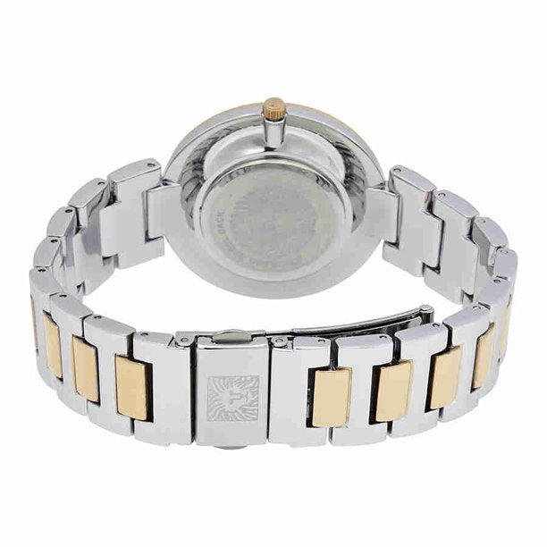 ساعة آن كلاين نسائية كوارتز بمينا فضية وذهبية – AK-0069