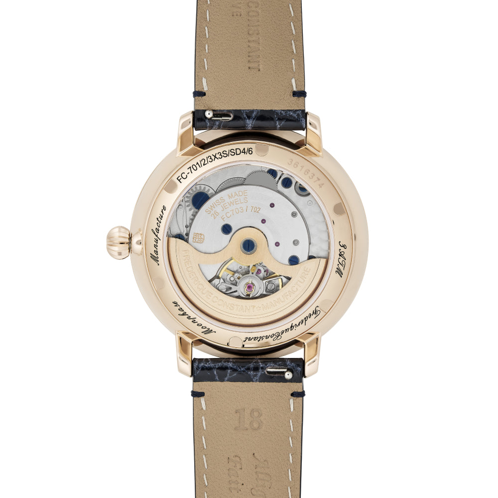 ساعة فريدريك كونستانت النسائية بحركة أوتوماتيكية ولون مينا فضي - FC-0233(D/68 0.5CT)+R.STRAP