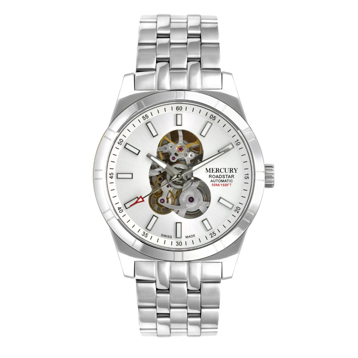 ساعة ميركوري الرجالية السويسرية بحركة أوتوماتيكية ولون مينا أبيض - MER-0010