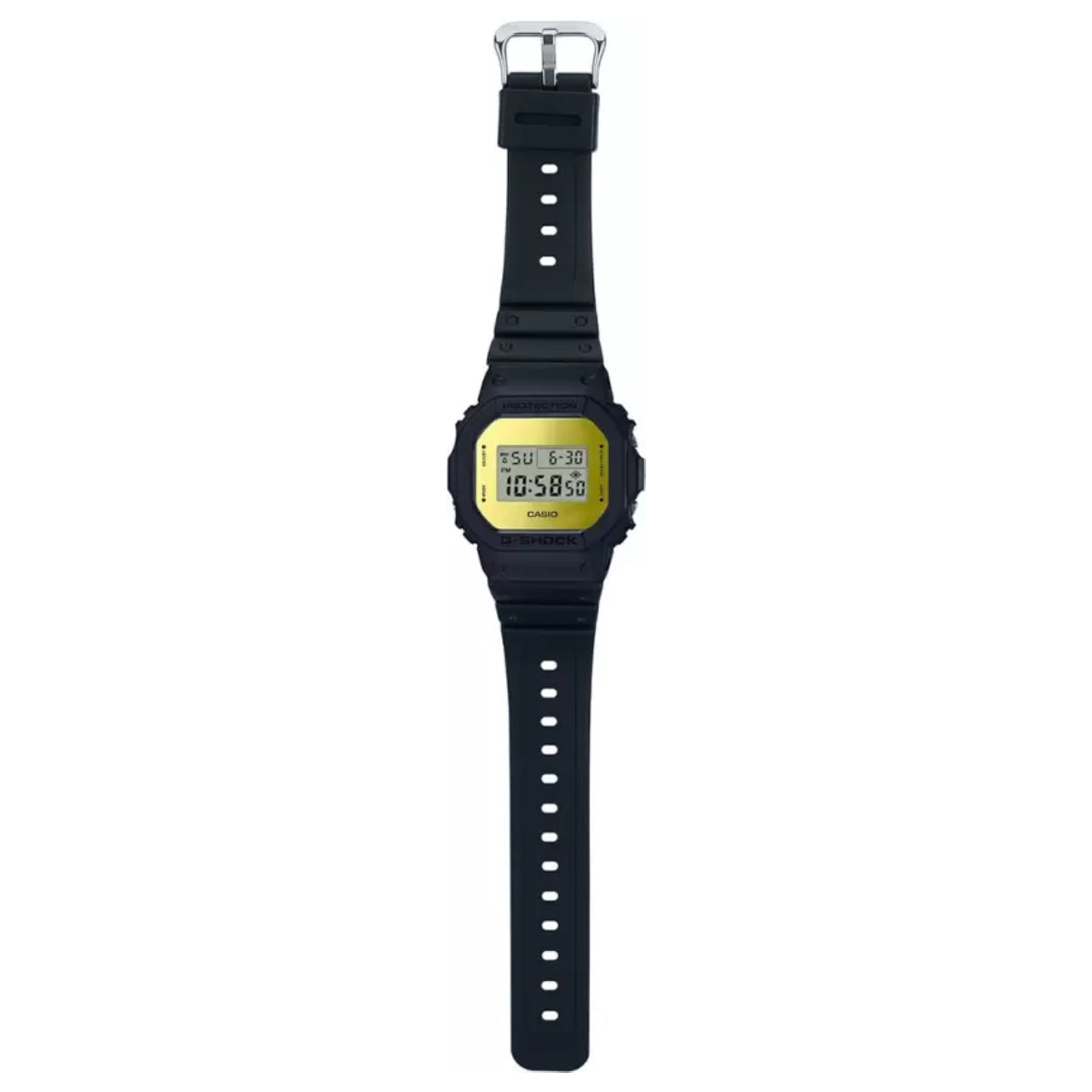 ساعة جي شوك الرجالية بحركة رقمية ولون مينا ذهبي - CA-0400