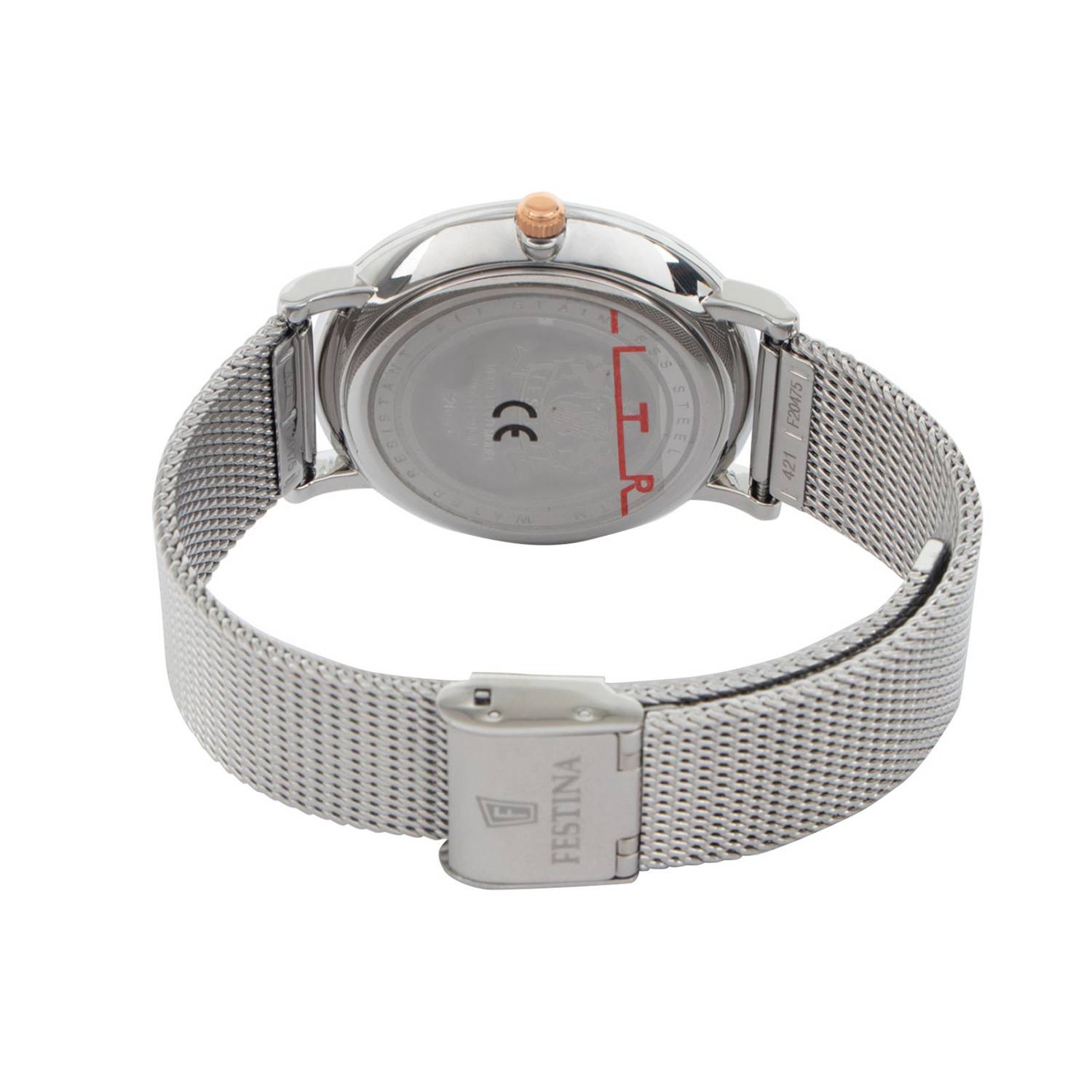 ساعة فيستينا النسائية بحركة كوارتز ولون مينا وردي - f20475/2