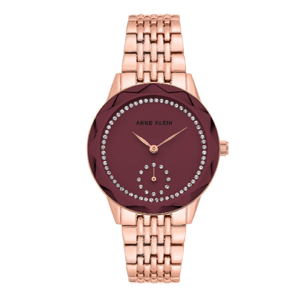 ساعة آن كلاين النسائية بحركة كوارتز ولون مينا أرجواني - AK-0037