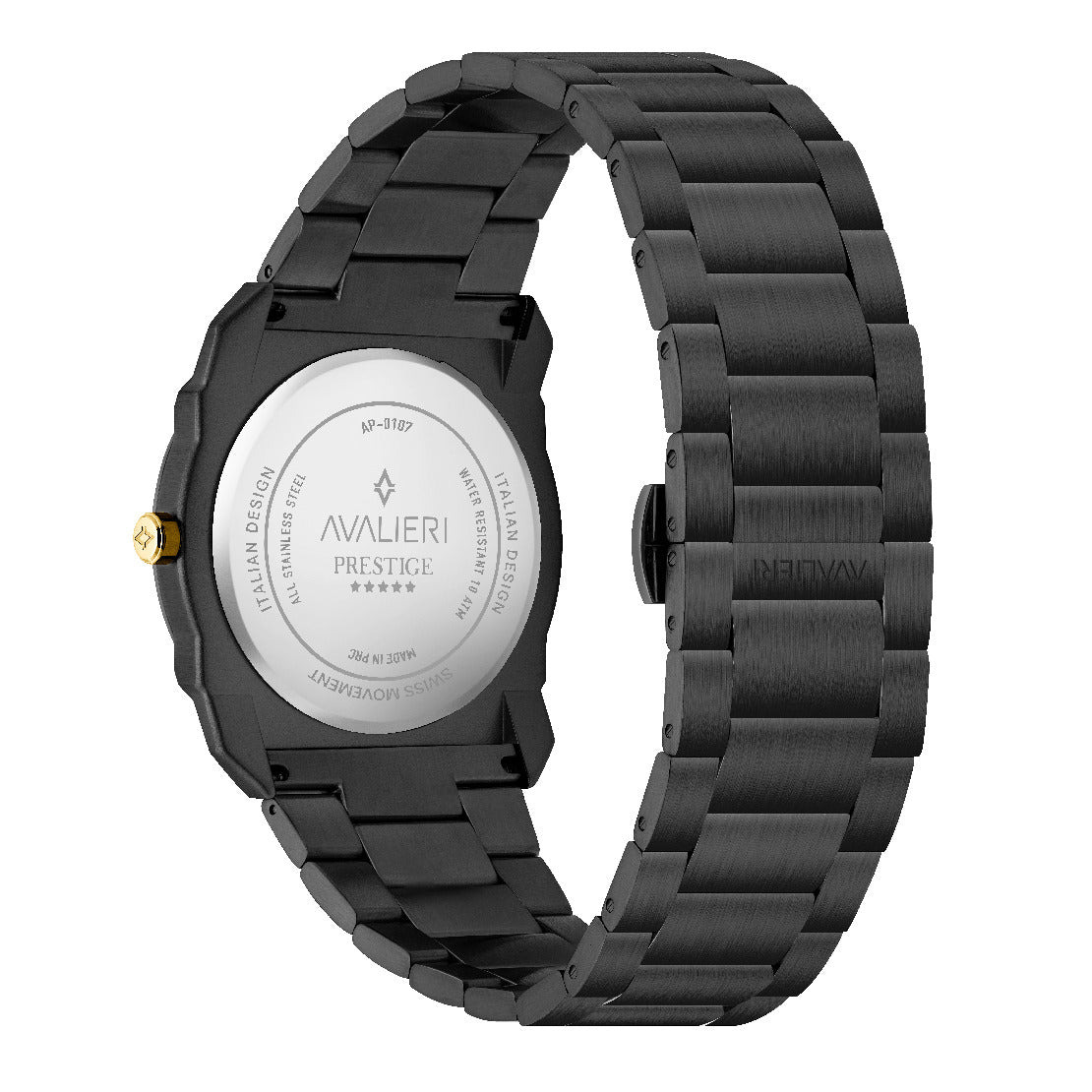 ساعة أفاليري برستيج الرجالية بحركة كوارتز السويسرية ولون مينا أسود - AP-0107