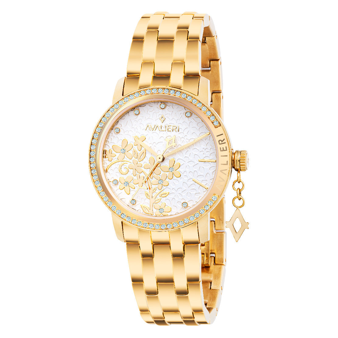 ساعة أفاليري النسائية بحركة كوارتز ولون مينا أبيض فضي - AV-2452B