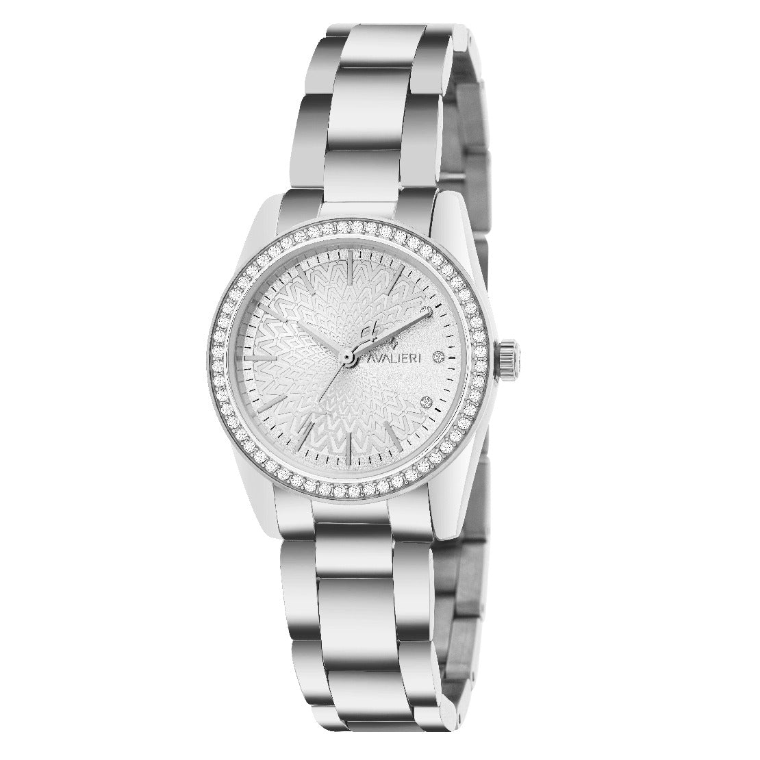 ساعة أفاليري النسائية بحركة كوارتز ولون مينا أبيض فضي - AV-2478B