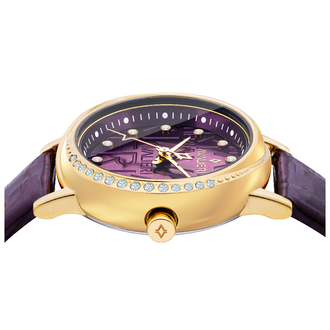 ساعة أفاليري النسائية بحركة كوارتز ولون مينا أرجواني - AV-2485B