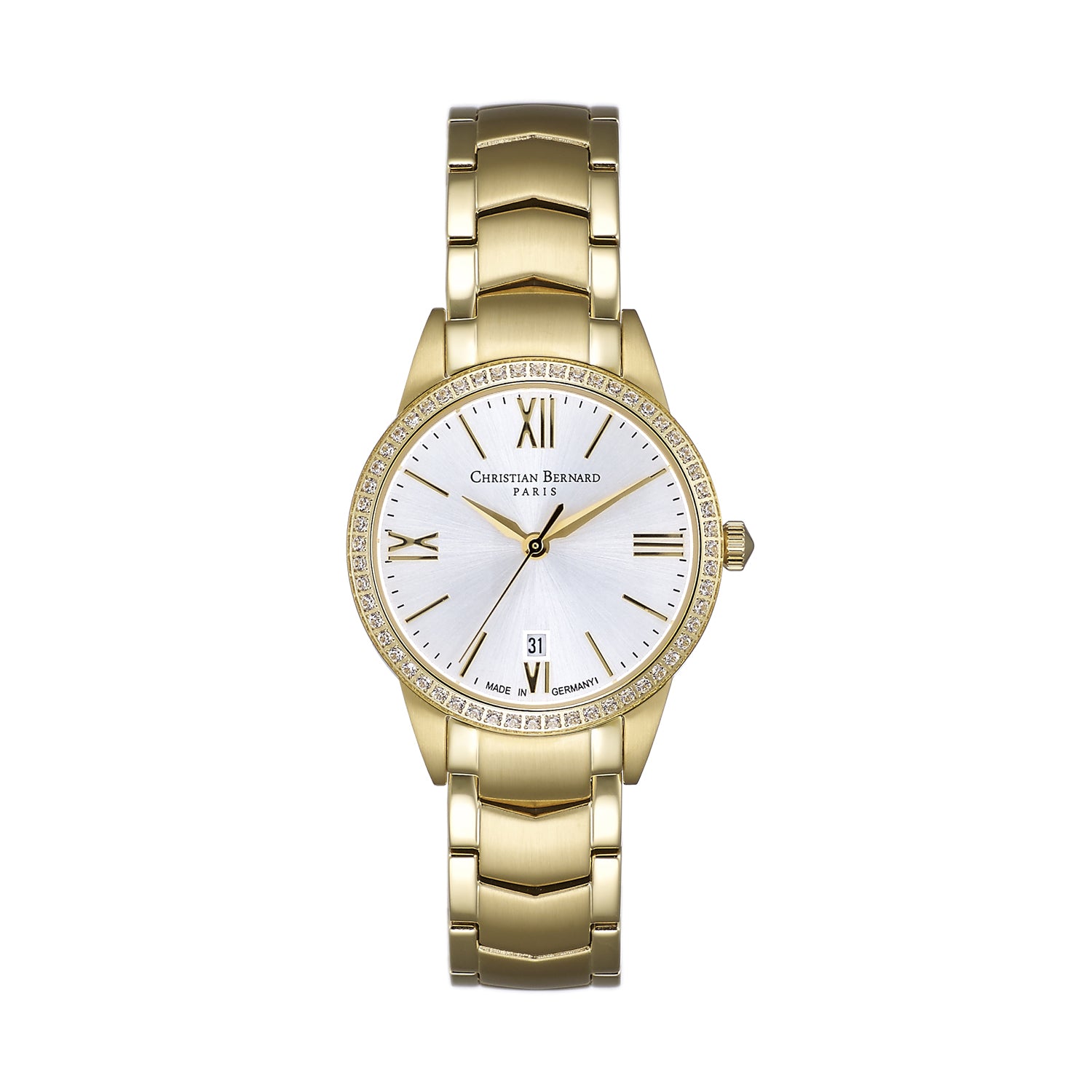 ساعة كريستيان برنارد النسائية بحركة كوارتز ولون مينا فضي - CB-0147