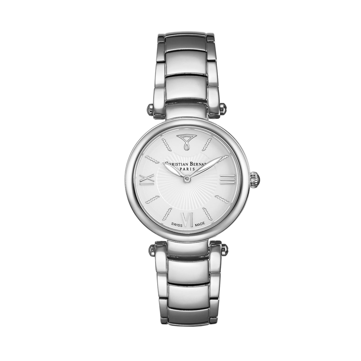 ساعة كريستيان برنارد النسائية بحركة كوارتز ولون مينا فضي - CB-0161