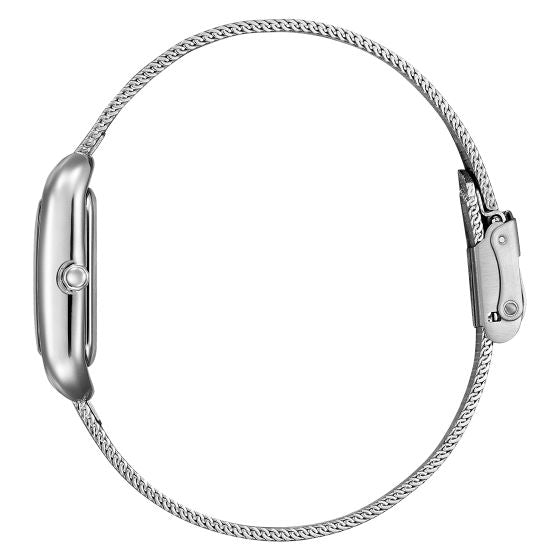 ساعة سيتيزن النسائية بحركة تعمل بالطاقة الضوئية ولون مينا فضي - EM0491-81D