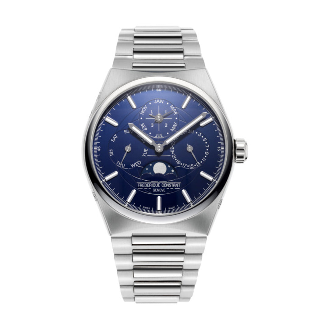 ساعة فريدريك كونستانت الرجالية بحركة أوتوماتيكية ولون مينا أزرق - FC-0158+R.STRAP+BOX