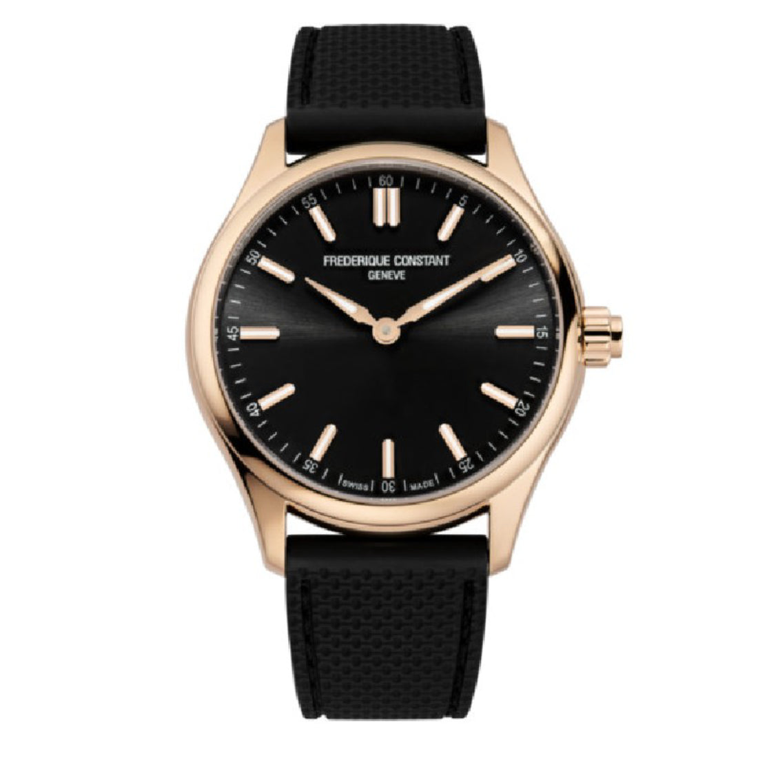 ساعة فريدريك كونستانت الرجالية بحركة كوارتز ولون مينا أسود - FC-0201+Charger