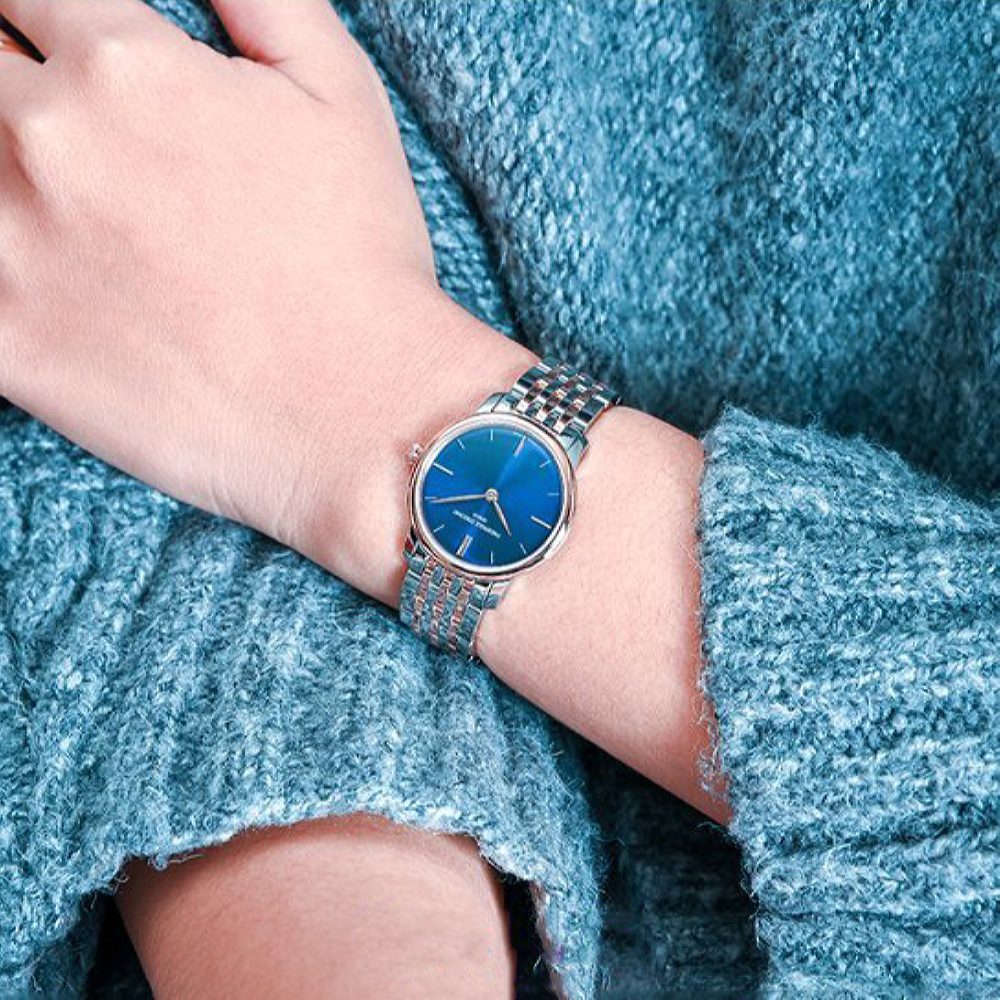 ساعة فريدريك كونستانت النسائية بحركة كوارتز ولون مينا أزرق - FC-0172