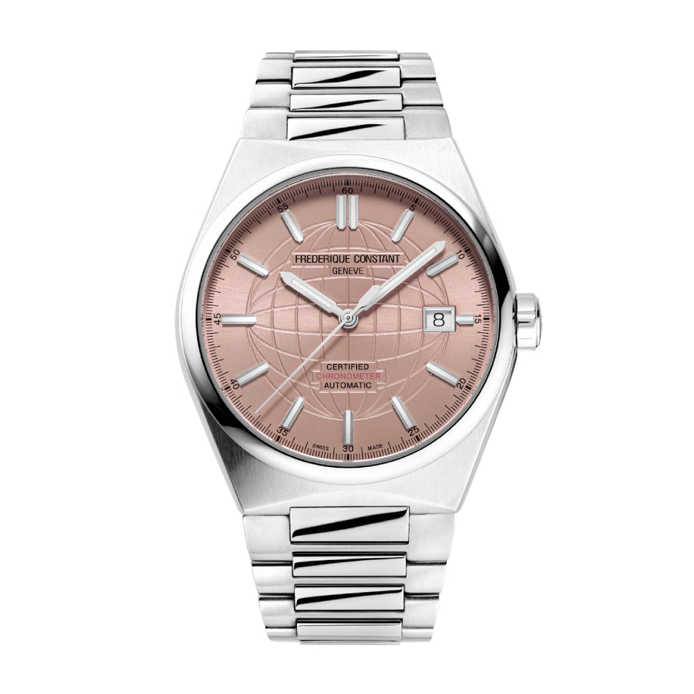 ساعة فريدريك كونستانت الرجالية بحركة أوتوماتيكية ولون مينا وردي - FC-0264+R.STRAP