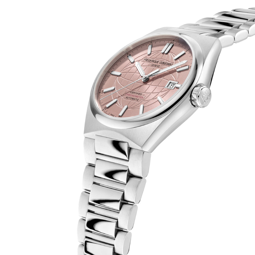 ساعة فريدريك كونستانت الرجالية بحركة أوتوماتيكية ولون مينا وردي - FC-0264+R.STRAP