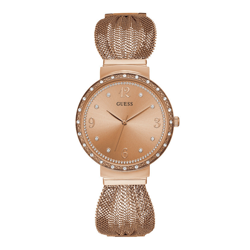 Guess Women's Quartz Watch with Rose Gold Dial - GW-0077