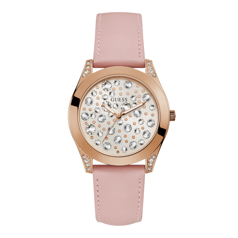 ساعة جيس النسائية بحركة كوارتز وبمينا كريستالية - GW-0120