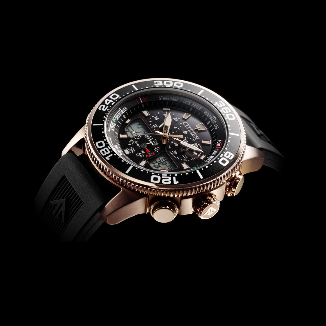 ساعة سيتيزن الرجالية بحركة تعمل بالطاقة الضوئية ولون مينا أسود - JR4063-12E