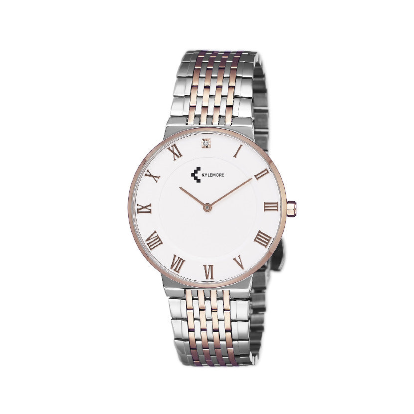 ساعة كيليمور النسائية بحركة كوارتز ولون مينا أبيض - KM-0015