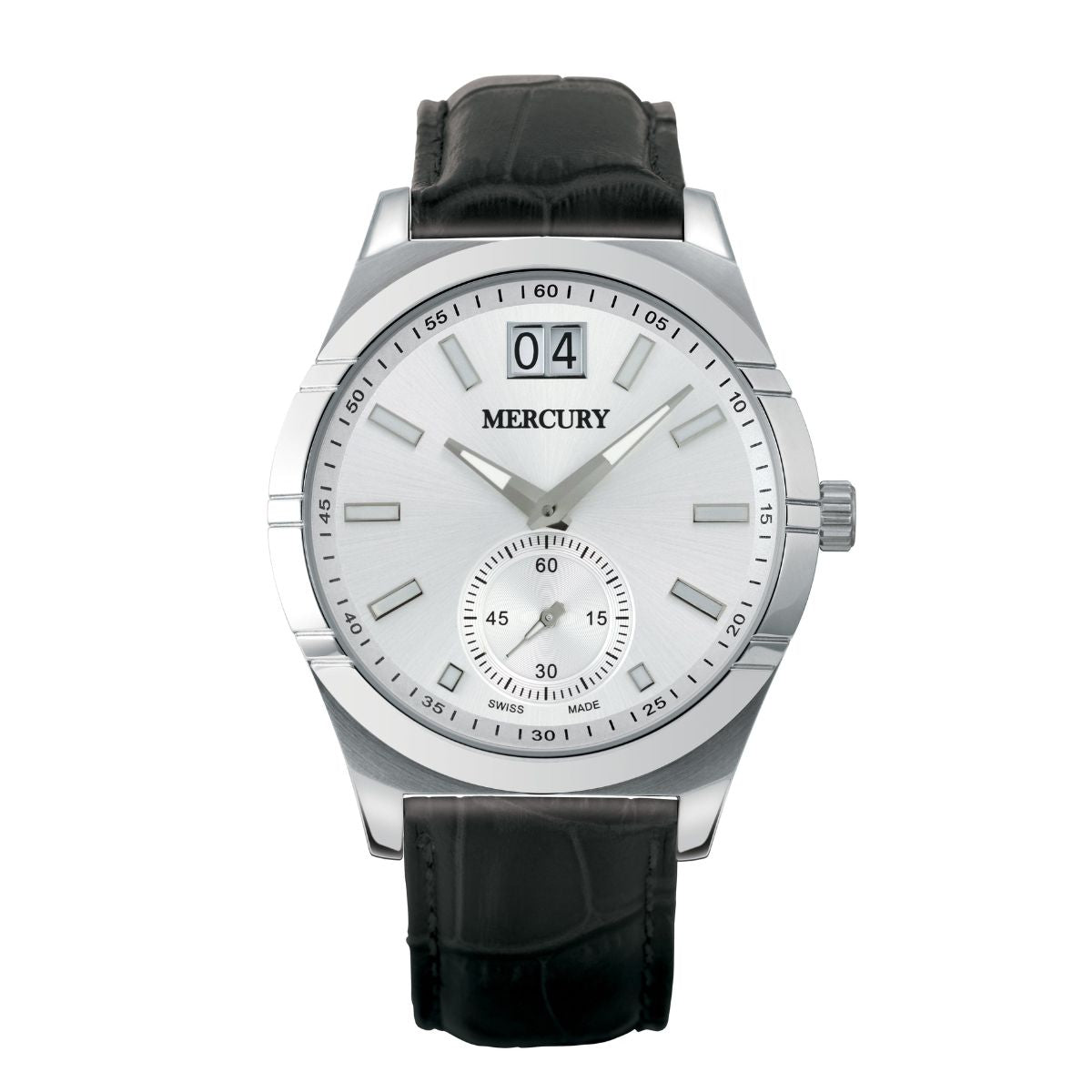 ساعة ميركوري الرجالية السويسرية بحركة كوارتز ولون مينا أبيض - MER-0001