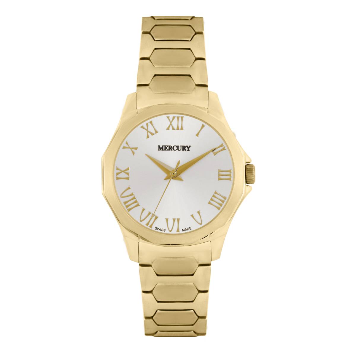 ساعة ميركوري النسائية السويسرية بحركة كوارتز ولون مينا أبيض - MER-0015
