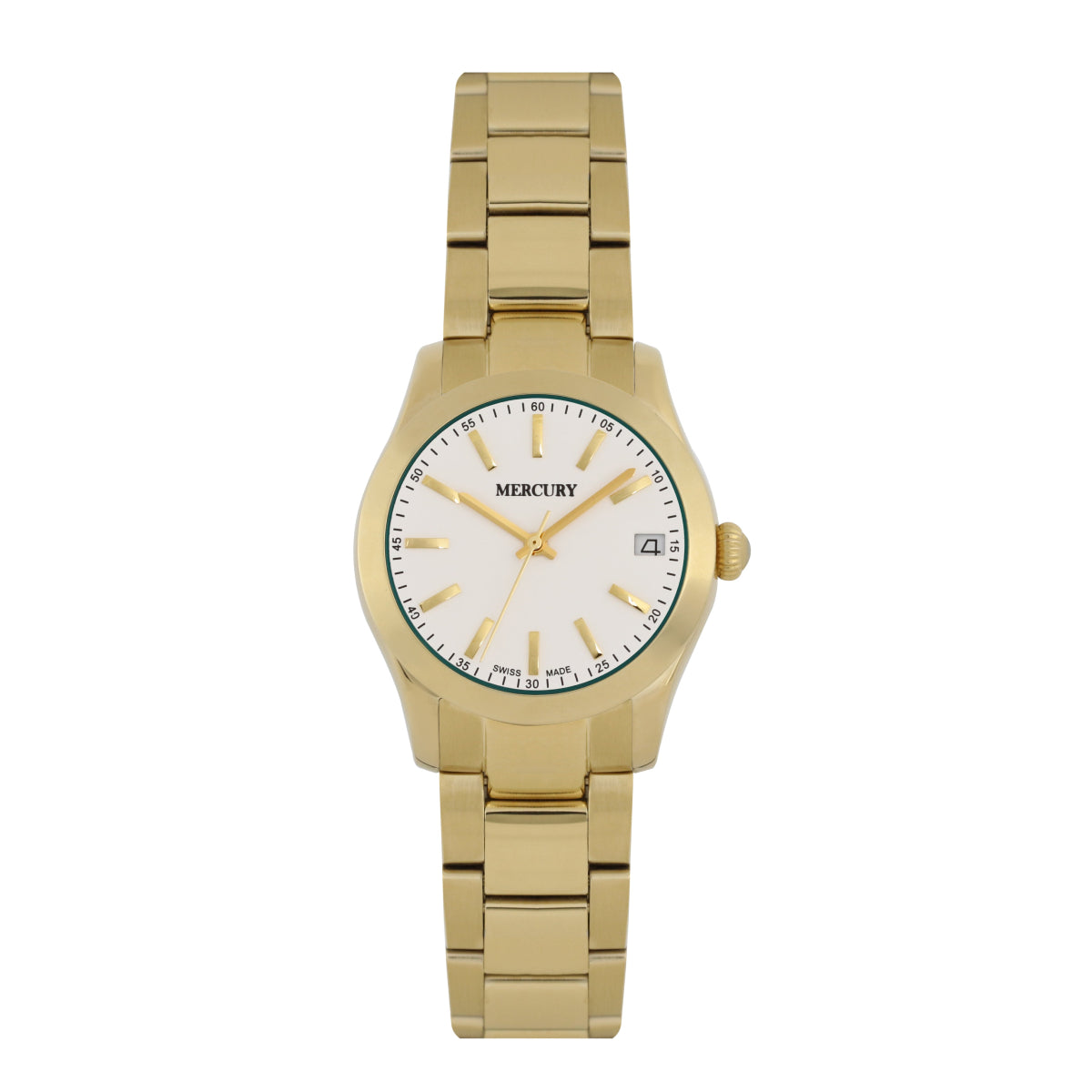 ساعة ميركوري النسائية السويسرية بحركة كوارتز ولون مينا أبيض - MER-0028