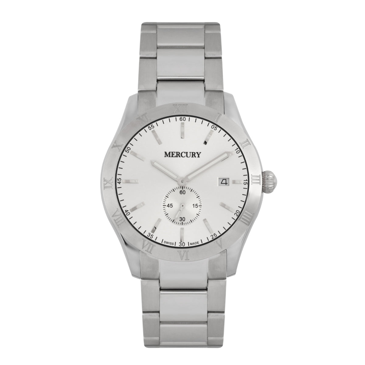 ساعة ميركوري الرجالية السويسرية بحركة كوارتز ولون مينا أبيض - MER-0053