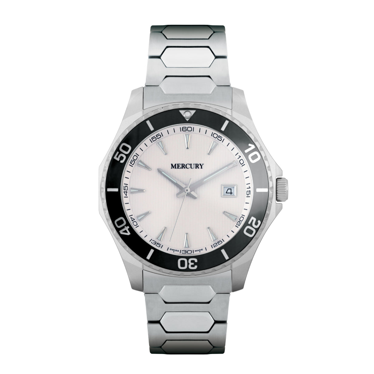 ساعة ميركوري الرجالية السويسرية بحركة كوارتز ولون مينا أبيض - MER-0039