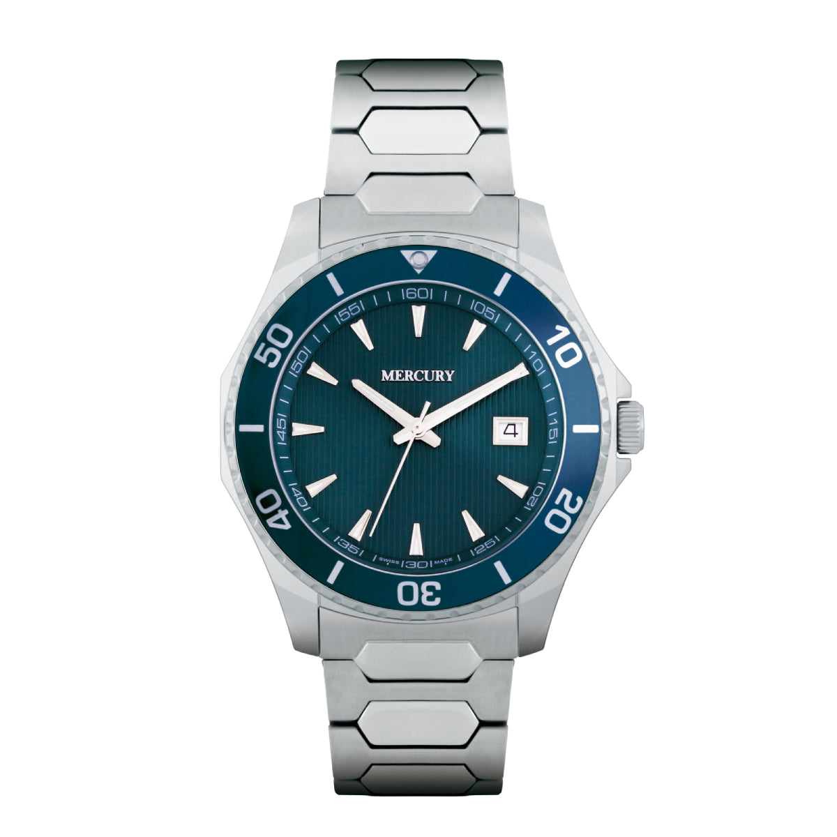 ساعة ميركوري الرجالية السويسرية بحركة كوارتز ولون مينا أزرق - MER-0040