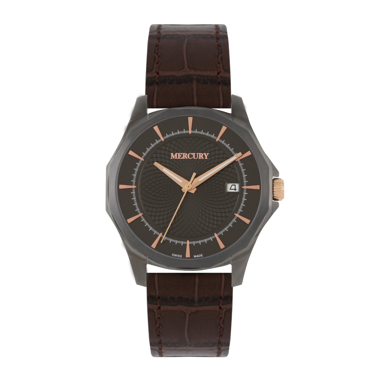 ساعة ميركوري الرجالية السويسرية بحركة كوارتز ولون مينا رمادي - MER-0041