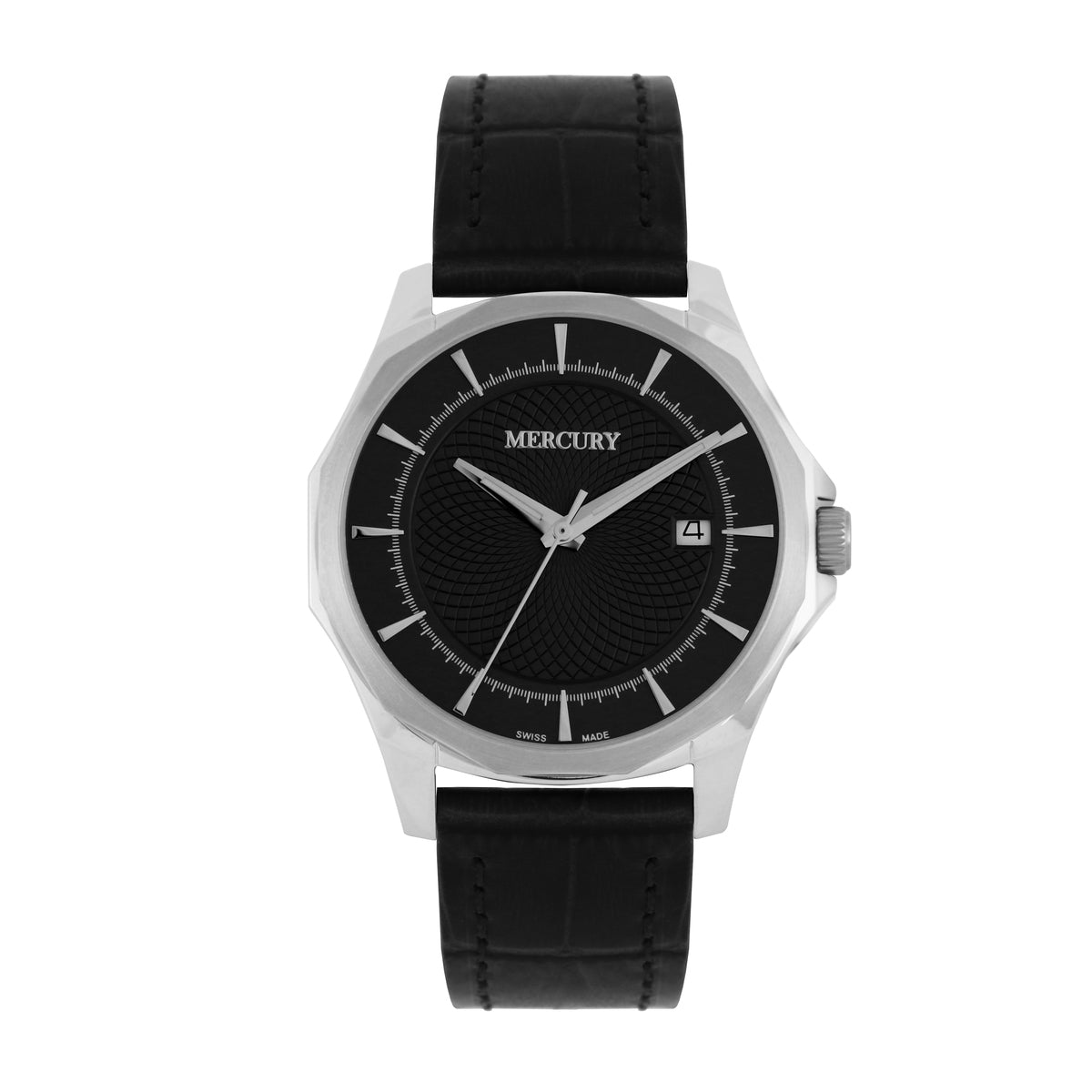 ساعة ميركوري الرجالية السويسرية بحركة كوارتز ولون مينا أسود - MER-0043