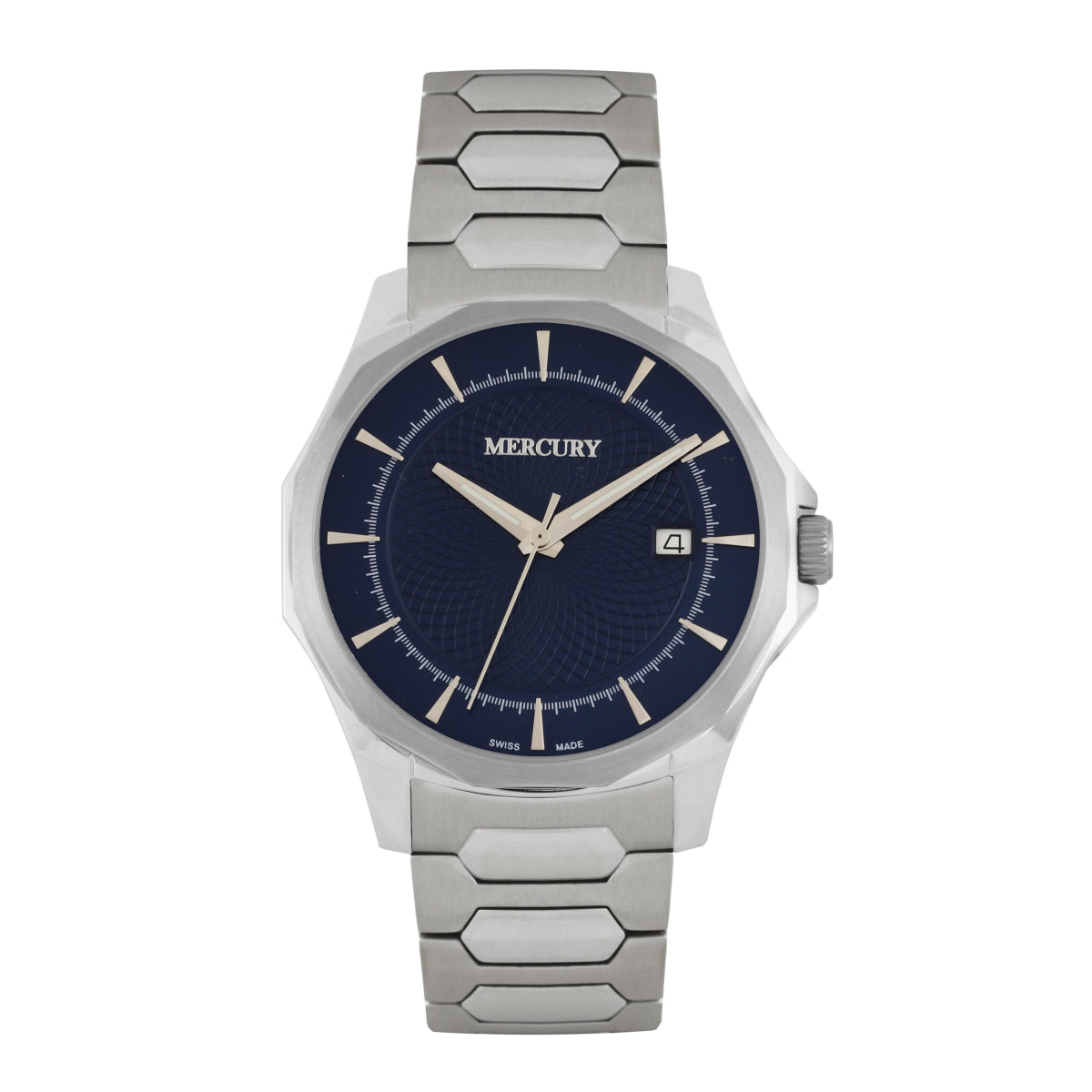 ساعة ميركوري الرجالية السويسرية بحركة كوارتز ولون مينا أزرق - MER-0048