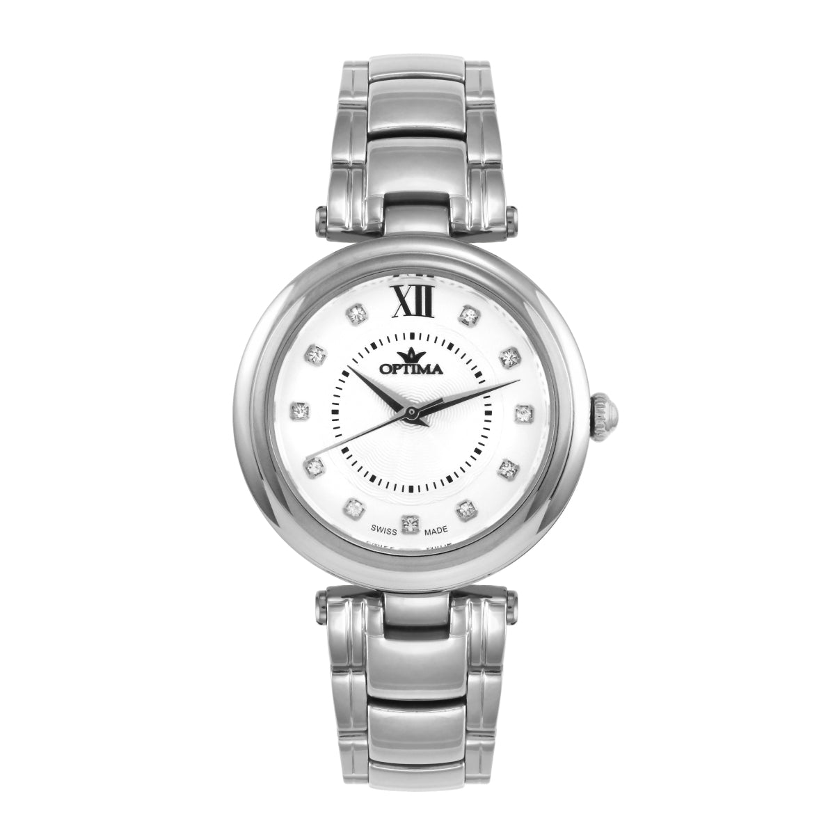ساعة أوبتيما النسائية السويسرية بحركة كوارتز ولون مينا أبيض - OPT-0012