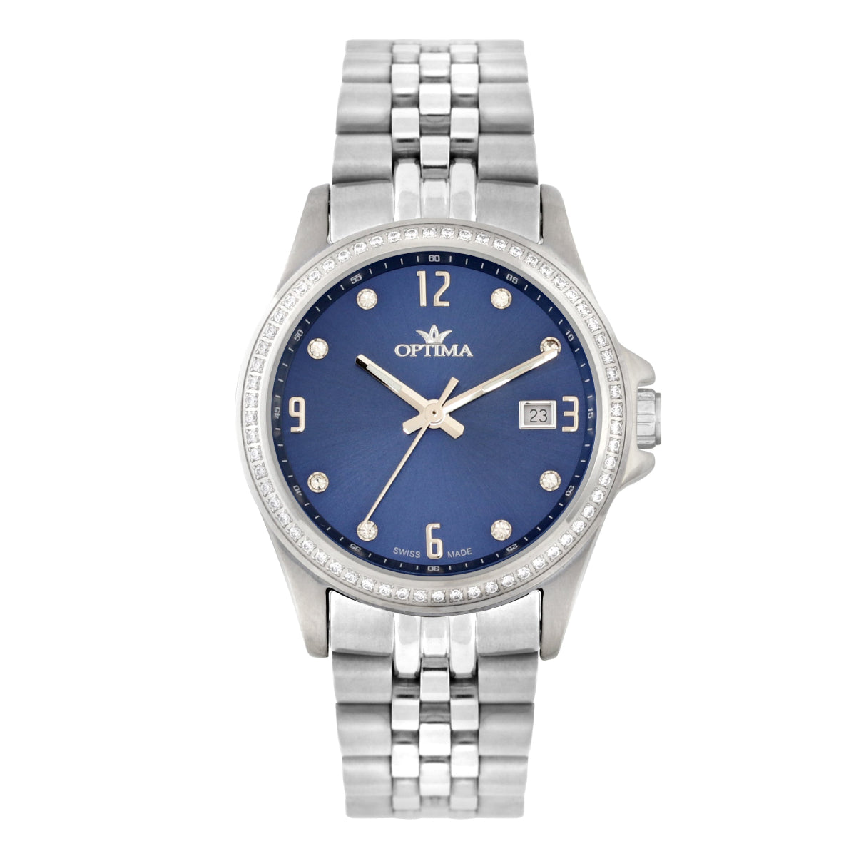 ساعة أوبتيما النسائية السويسرية بحركة كوارتز ولون مينا أزرق - OPT-0020