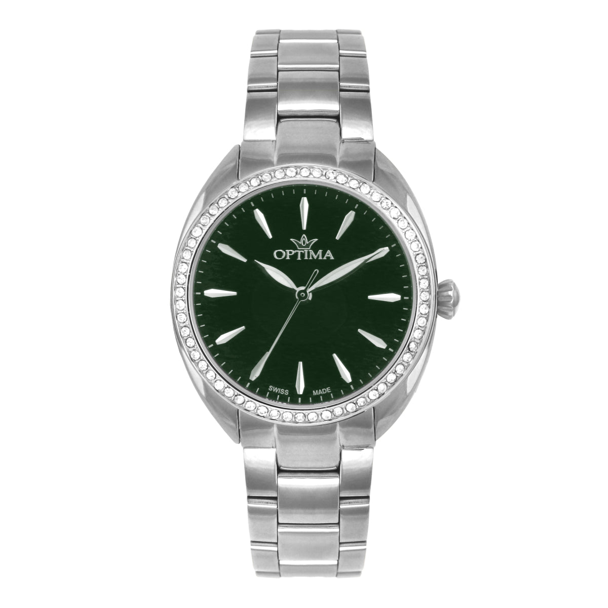 ساعة أوبتيما النسائية السويسرية بحركة كوارتز ولون مينا أخضر - OPT-0035