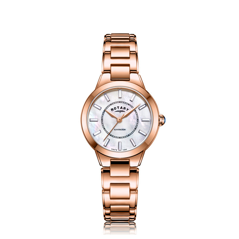 ساعة روتاري النسائية بحركة كوارتز ولون مينا فضي - ROT-0074
