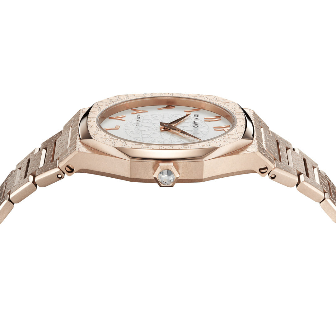 ساعة دي وان ميلانو النسائية بحركة كوارتز ولون مينا أبيض - ML-0265(KHALEEJI LTD)