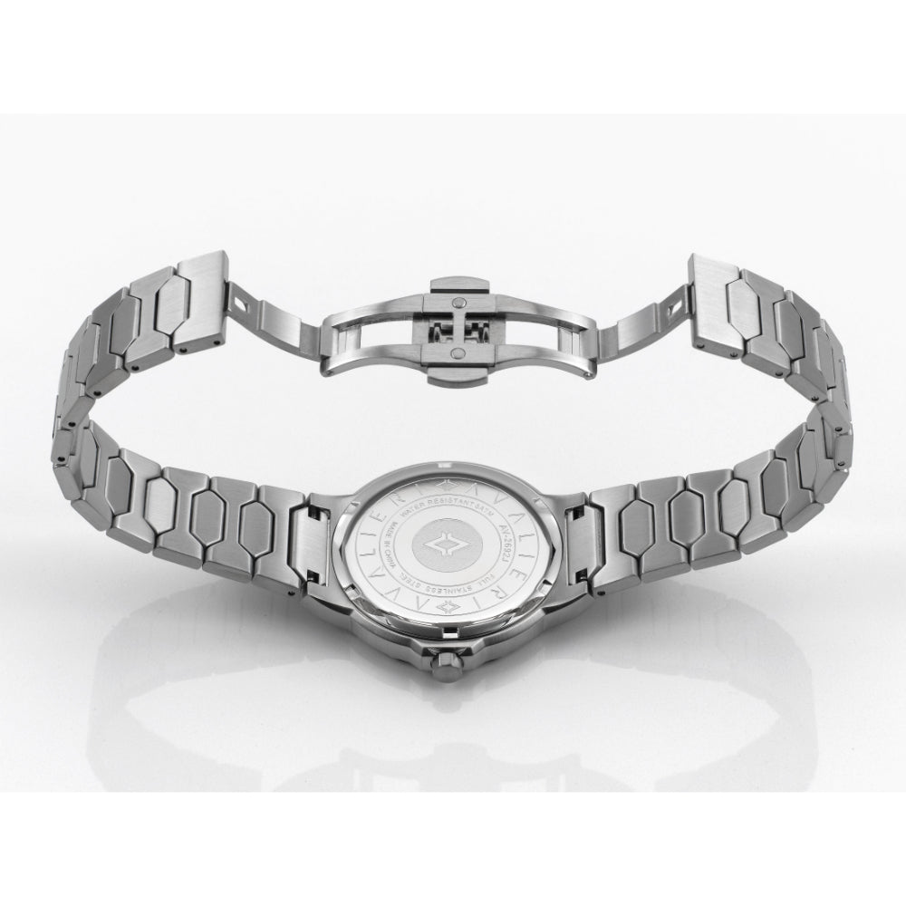 ساعة أفاليري الرجالية بحركة كوارتز ومينا سوداء بنقشة أشعة الشمس – AV-2694J