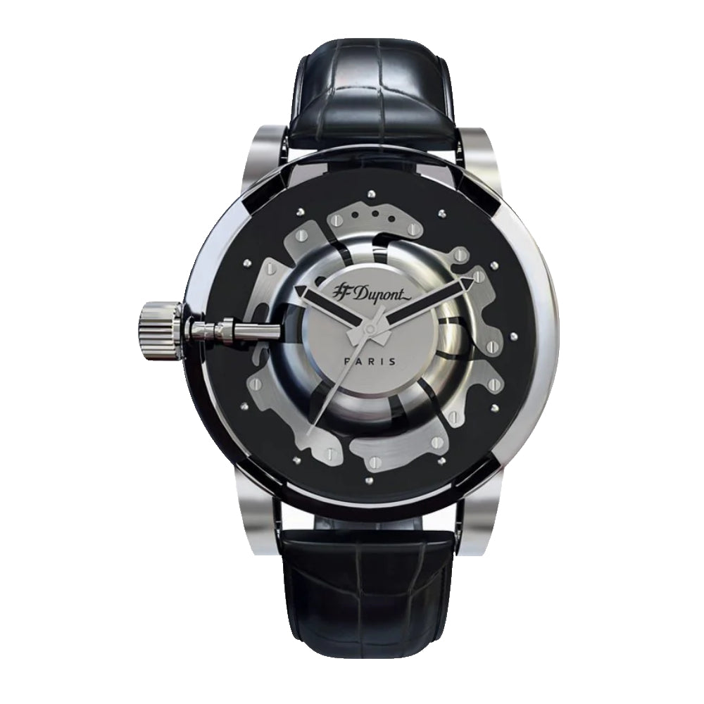 S.T. Dupont Men's Quartz Watch, Black and Silver Dial - 29915320674