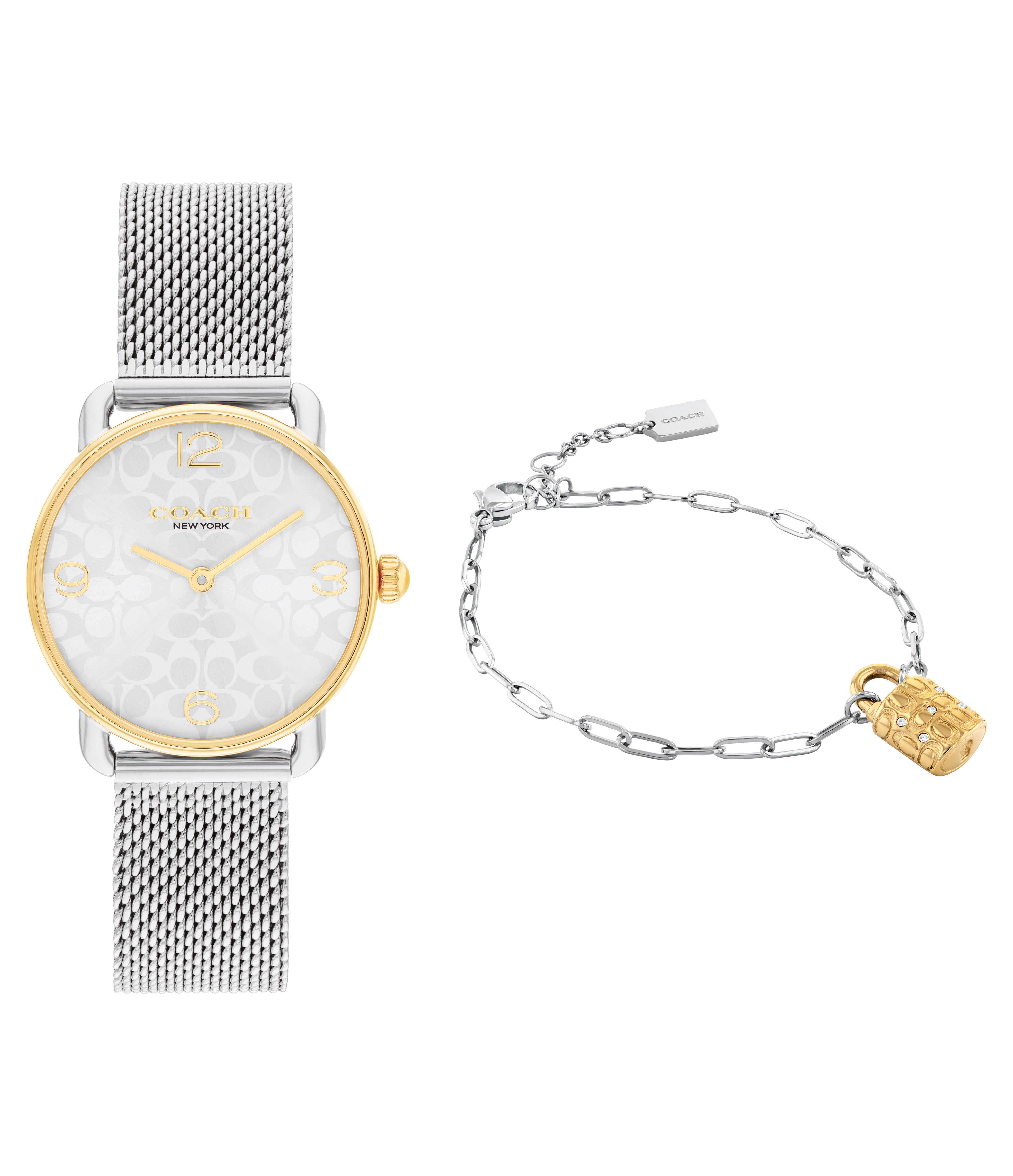 Coach Women's Elliott Classic Design White Dial Silver Watch + Bracelet COH-0046+BR