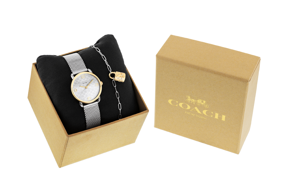 Coach Women's Elliott Classic Design White Dial Silver Watch + Bracelet COH-0046+BR