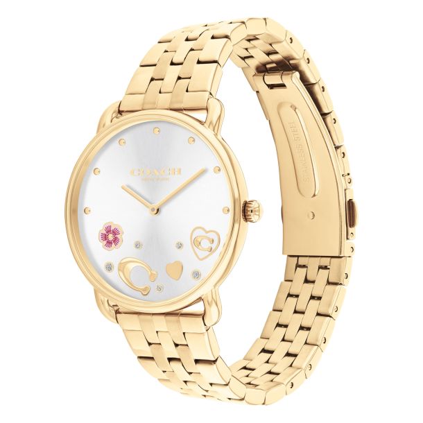 Coach Women's Elliott White and Gold Dial Watch COH-0072