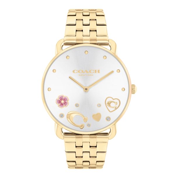 Coach Women's Elliott White and Gold Dial Watch COH-0072